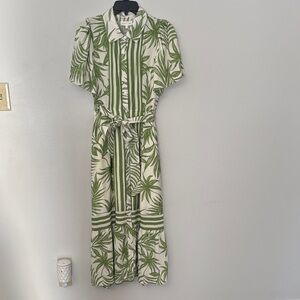 Green Leaf Print maxi Dress